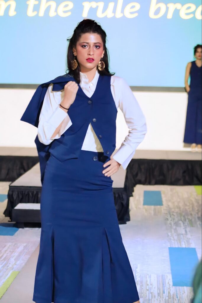 Model wearing Nena Cavalieri at JAX FUSE fashion event
